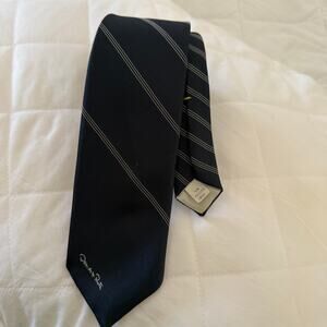 OSCAR de la RENTA | Vintage Navy Blue Classic Striped Tie Preppy,